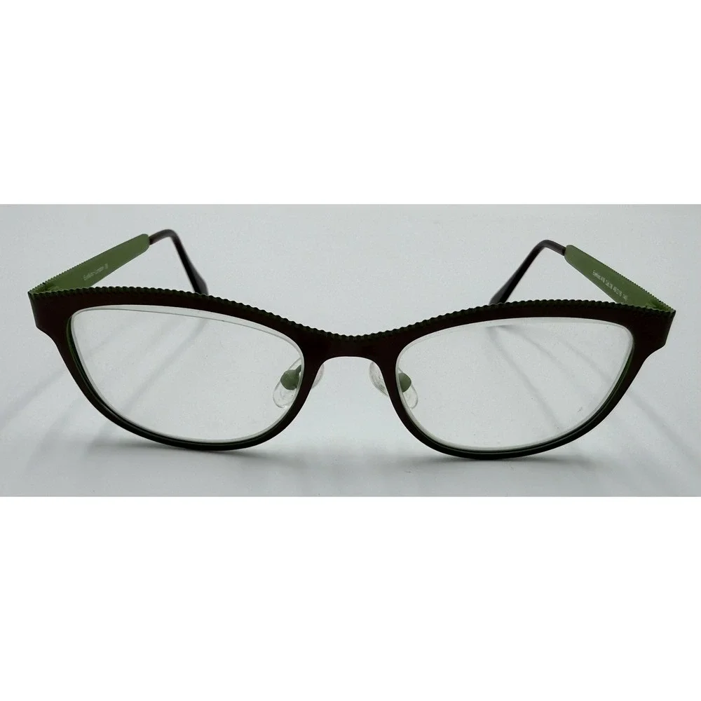 Eyefunc London 416 Col.18 Eyeglasses Black Metal Green Full Rim 49-18 EUC